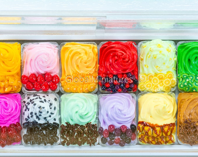 Featured listing image: 1:6 Scale Dollhouse Miniature Ice Cream Tubs - Choose Your Flavor or Complete Set