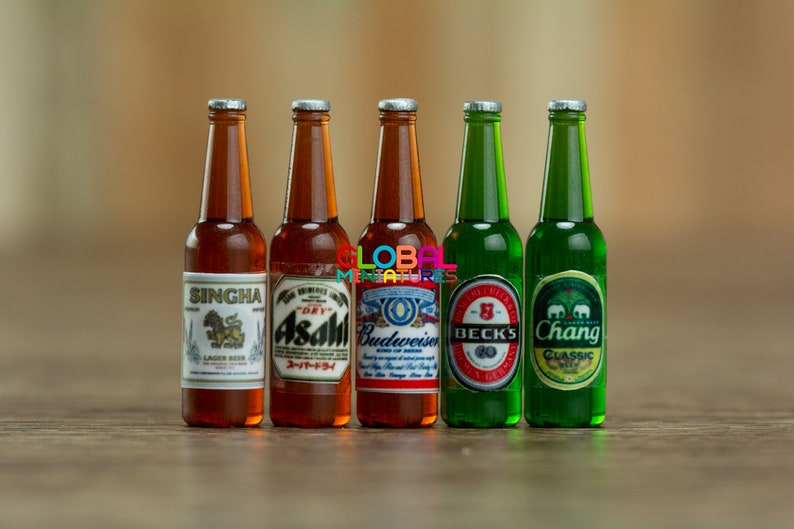 6 pcs Dollhouse Bottles Miniature Beverages Bottle Bar Supplies Beverages 1:12