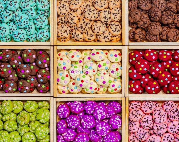 Featured listing image: Colorful Dollhouse Miniatures Chocolate & Smarties Cookies Set | Tiny Sweets Dessert Pastry Shop Decor | 1:6 Scale Food