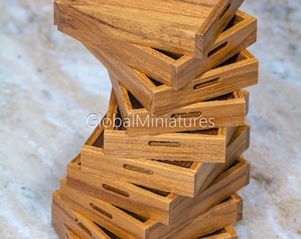 Miniature Wooden Tray, Dollhouse Serving Platter, 1:12 Scale Kitchen Accessory for Food Diorama