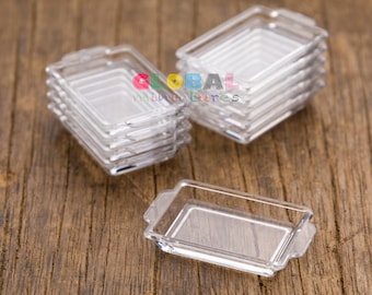 Dollhouse Miniatures Clear Plastic Bakery Baking Tray with Handle Cookware Decoration Supply