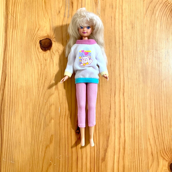 Vintage 80s Barbie Skipper Blonde Hair Blue Eyes Teddy Bear Pink Power Ranger - Mint Moon Shoppe