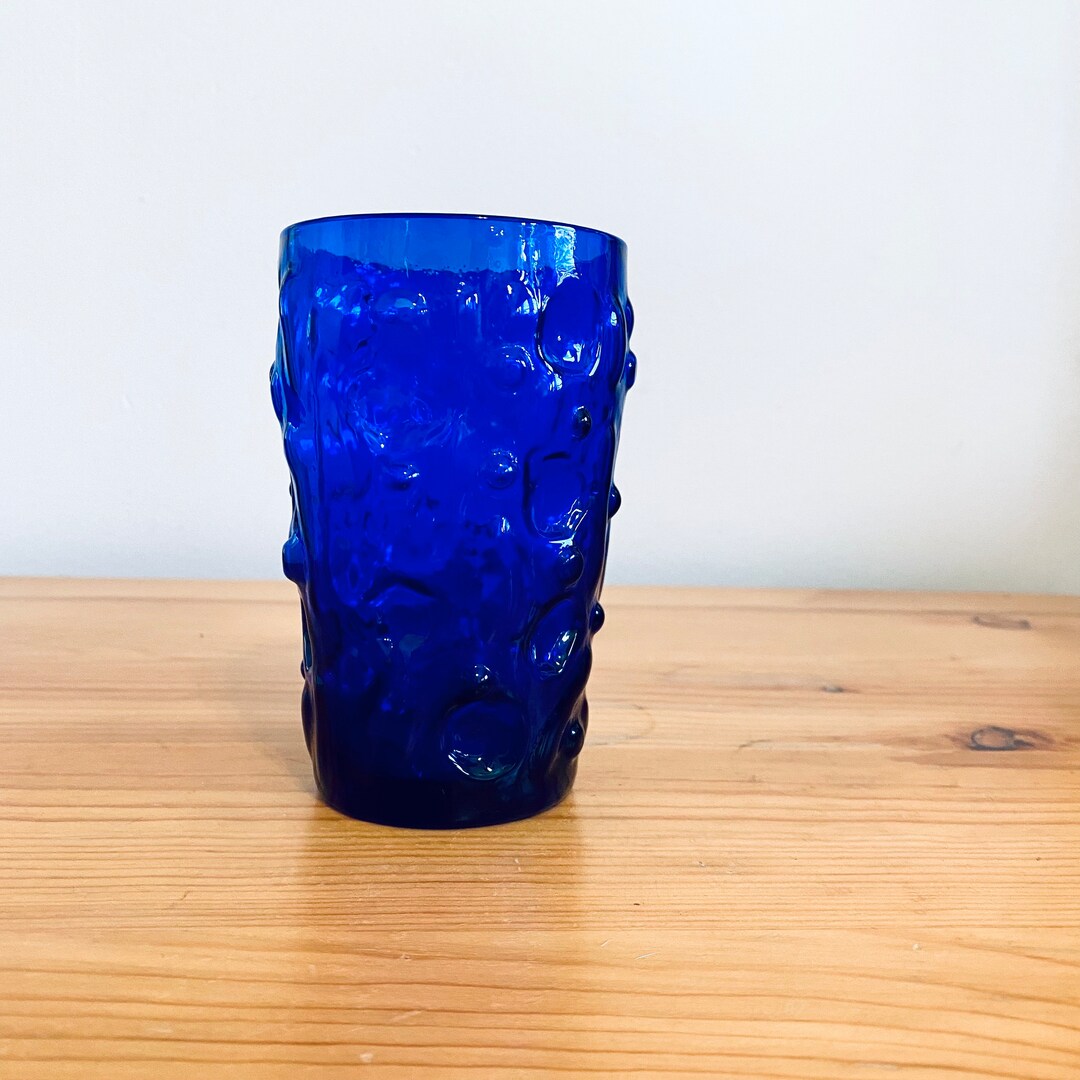 Vintage Cobalt Blue Glassware Tumbler Glass Cup Abstract Etsy