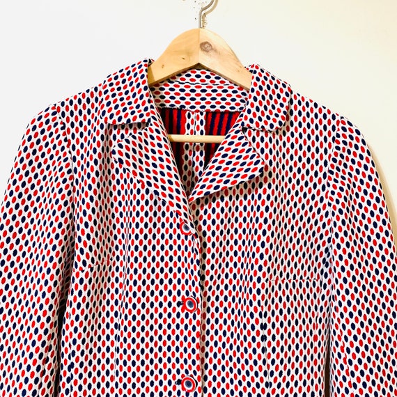 Vintage 70s Blazer Suit Jacket Polka Dot Red Whit… - image 7