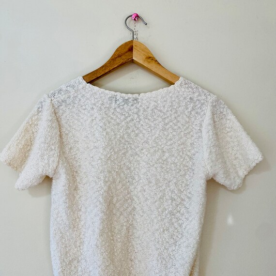 Vintage 60s knit blouse ivory cream knitwear top … - image 8