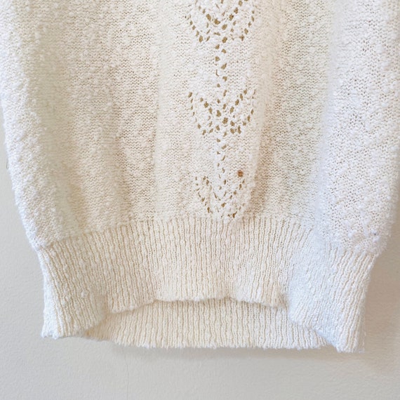 Vintage 60s knit blouse ivory cream knitwear top … - image 3