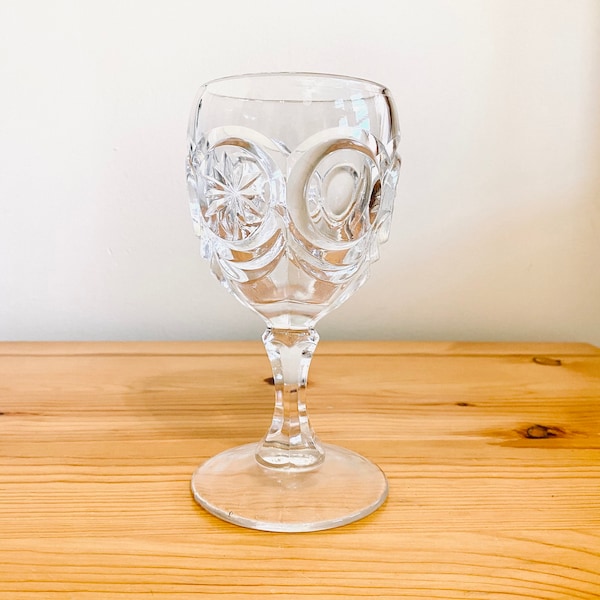 Vintage Red Cliff Knobby Bulls Eye goblet glass stemware wine cup drink ware - MintMoonShoppe