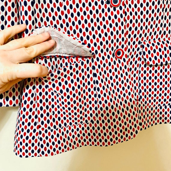 Vintage 70s Blazer Suit Jacket Polka Dot Red Whit… - image 6
