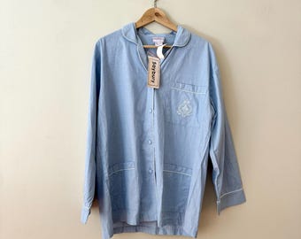 Vintage 80s Chambray Blue Nightshirt Loungewear Cotton - NWT