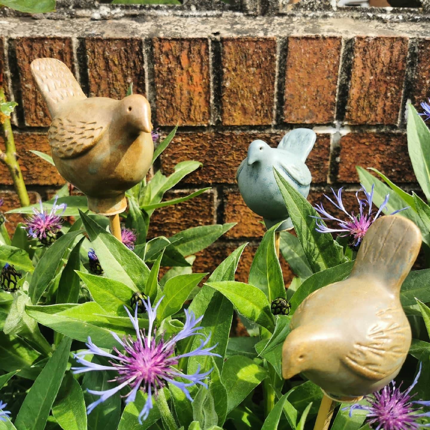 Handcrafted Ceramic bird garden cane topper Etsy