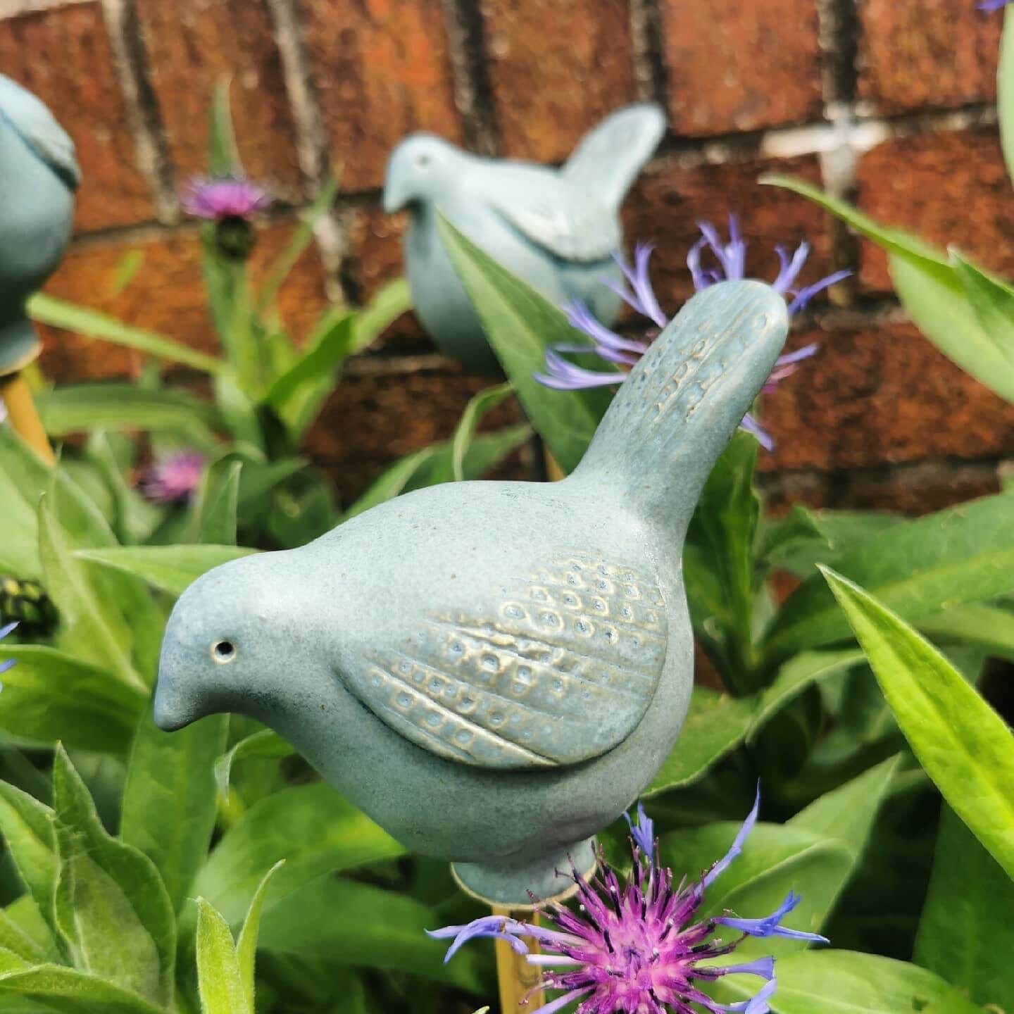 Handcrafted Ceramic bird garden cane topper Etsy