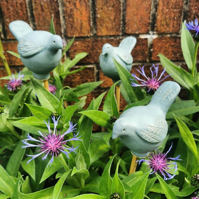 Handcrafted Ceramic Bird Garden Cane Topper Etsy UK