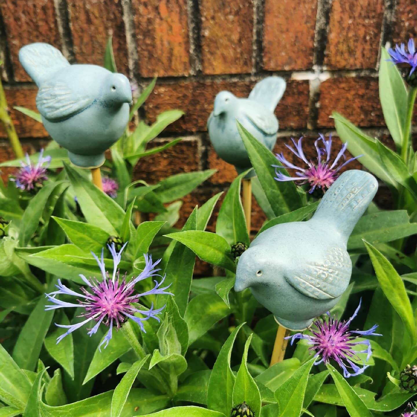 Handcrafted Ceramic bird garden cane topper Etsy