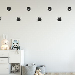 Cat faces wall decal - Playroom Decor - Kids Room - Kids stickers - Home Decor - Glitter Nursery Decor -  Kids Room Ideas - rental decor