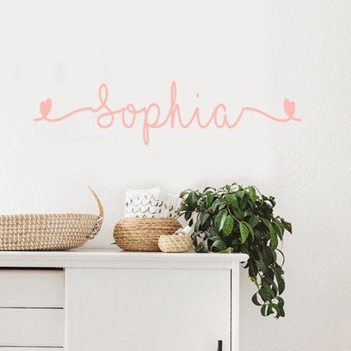 Heart Name Decal Girls Personalised Wall Decal Playroom Etsy