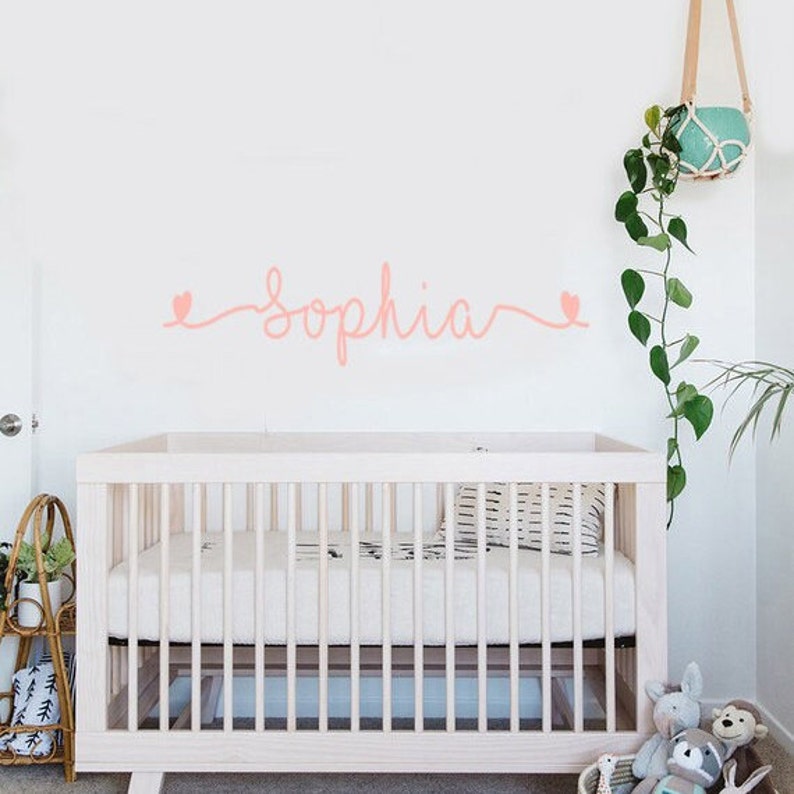 Heart Name Decal - Girls Personalised Wall Decal - Playroom Wall ...