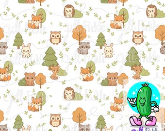 Woodland creatures, forest animals, seamless file, seamless pattern, PNG, digital download 300DPI, digital paper, nursery pattern