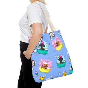 Dackel Tragetasche, Bauernmarkt Tasche, Einkaufstasche, Bibliothek Tasche, Pool Tasche mit niedlichen Hand gezeichneten Design Dackel Schaumbad kleine Hunde
