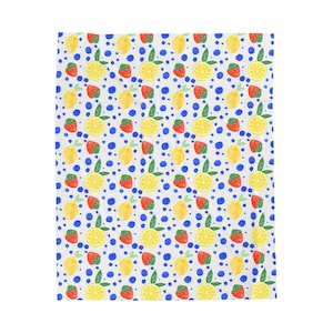 Lemon & Strawberry Throw Blanket: Dolce Vita Style, Fruity Home Decor