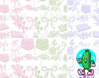 Bookish Toile de Jouy Seamless Pattern Wallpaper Design Digital Download PNG 300 DPI book lover backgrounds digital paper