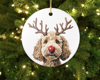 Ceramic Ornament Golden Doodle Reindeer Holiday Decoration Christmas Tree Ornament Golden Doodle Christmas ornament