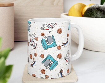 Personalized Baking Cookies Mug Custom Name Baker Gift Stand Mixer Coffee Cup Baking Lover Gift, Pastry Chef Kitchen Mug