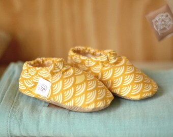 Cotton Crawling Shoes Sun / Baby Shoes / Baby Booties / First Step Shoes / Baby Slippers / Crib Shoes / Vegan Baby Shoes