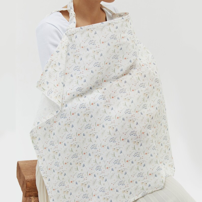 Nursing Cover / Breastfeeding Cover / Organic Muslin Bamboo Cotton / Nursing Apron Flower Garden