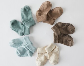 Pack de 5 chaussettes bébé bio Set 1 / Chaussettes antidérapantes / Chaussettes nouveau-né / Chaussettes colorées