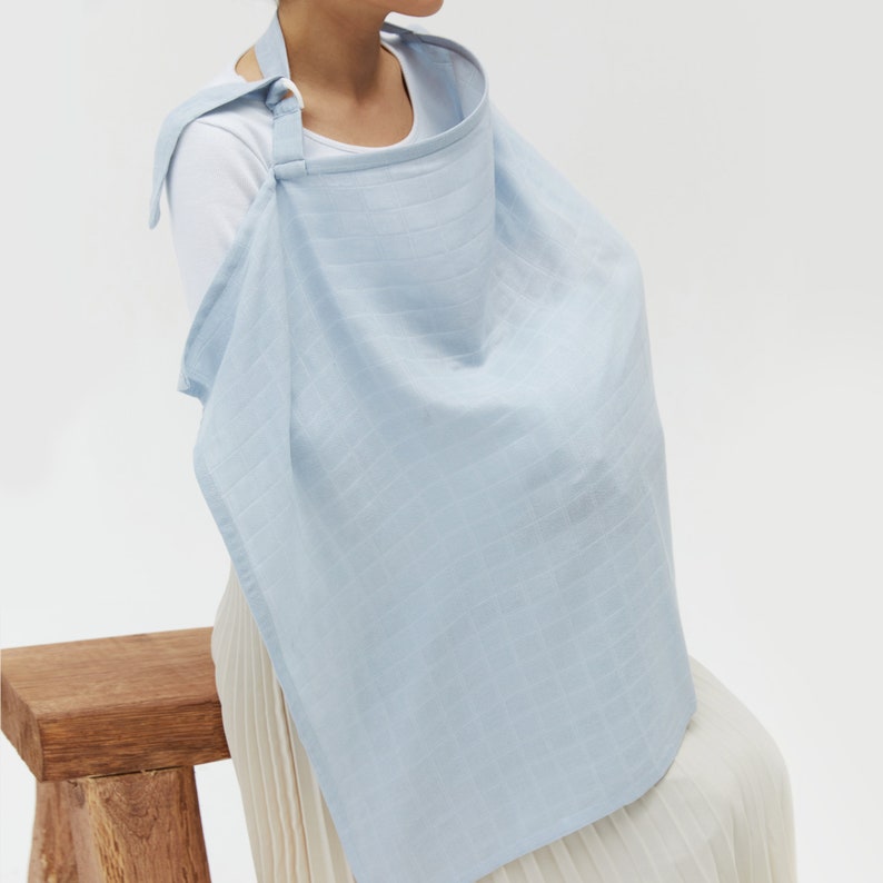 Nursing Cover / Breastfeeding Cover / Organic Muslin Bamboo Cotton / Nursing Apron Baby Blau