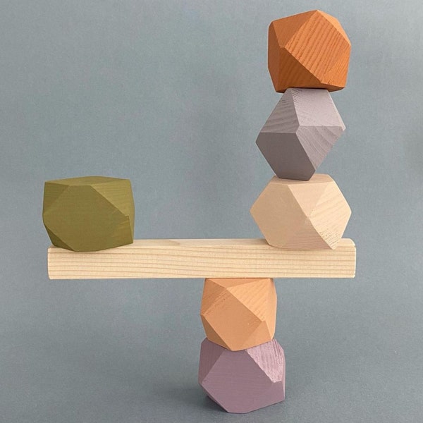 Wooden Balance Blocks / Stacking Stones / Montessori Toy / Waldorf Toy / Nursery Decor / Natural Play Set