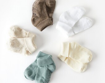 Set van 5 biologische babysokjes, set 2, antislipsokken, pasgeboren sokken, gekleurde sokken