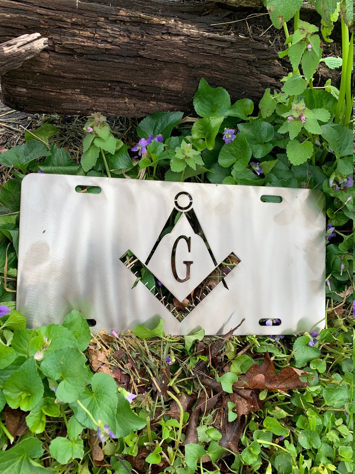 thumbnail image 2 of 6x12 Inch Front Plate Freemason Logo Aluminum License Plate - 6x12 2 of 14