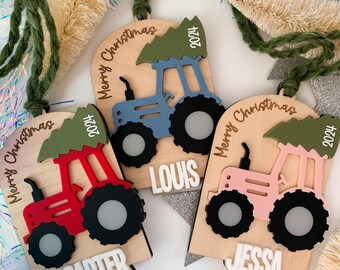 Tractor Christmas Tree Ornament Boy Custom Name Tractor Ornament