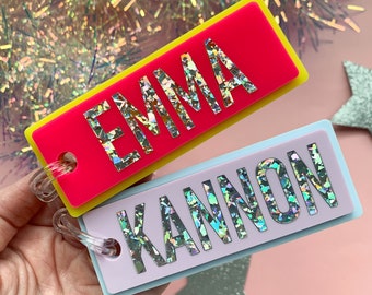 Sparkle Name Bag Tag Bag Charm