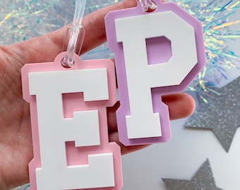 Initial Glitter Keychain Custom Keychain Name Keychain Varsity Letter Keychain
