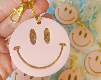 Large Double Layered Smiley Face Keychain