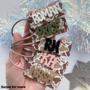 Mini Camo Acrylic Name Keychain: Custom Boy Bag Tag