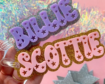 Star Acrylic Name Keychain: Glitter Bag Tag