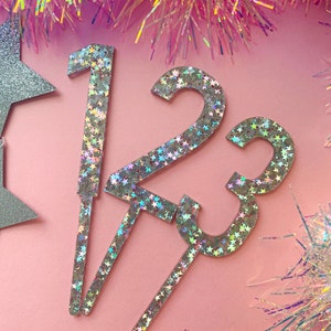 Star Glitter Number Cake Topper