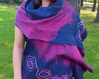Merino Wool Shawl, blanket scarf for women, oversize bohemian wrap