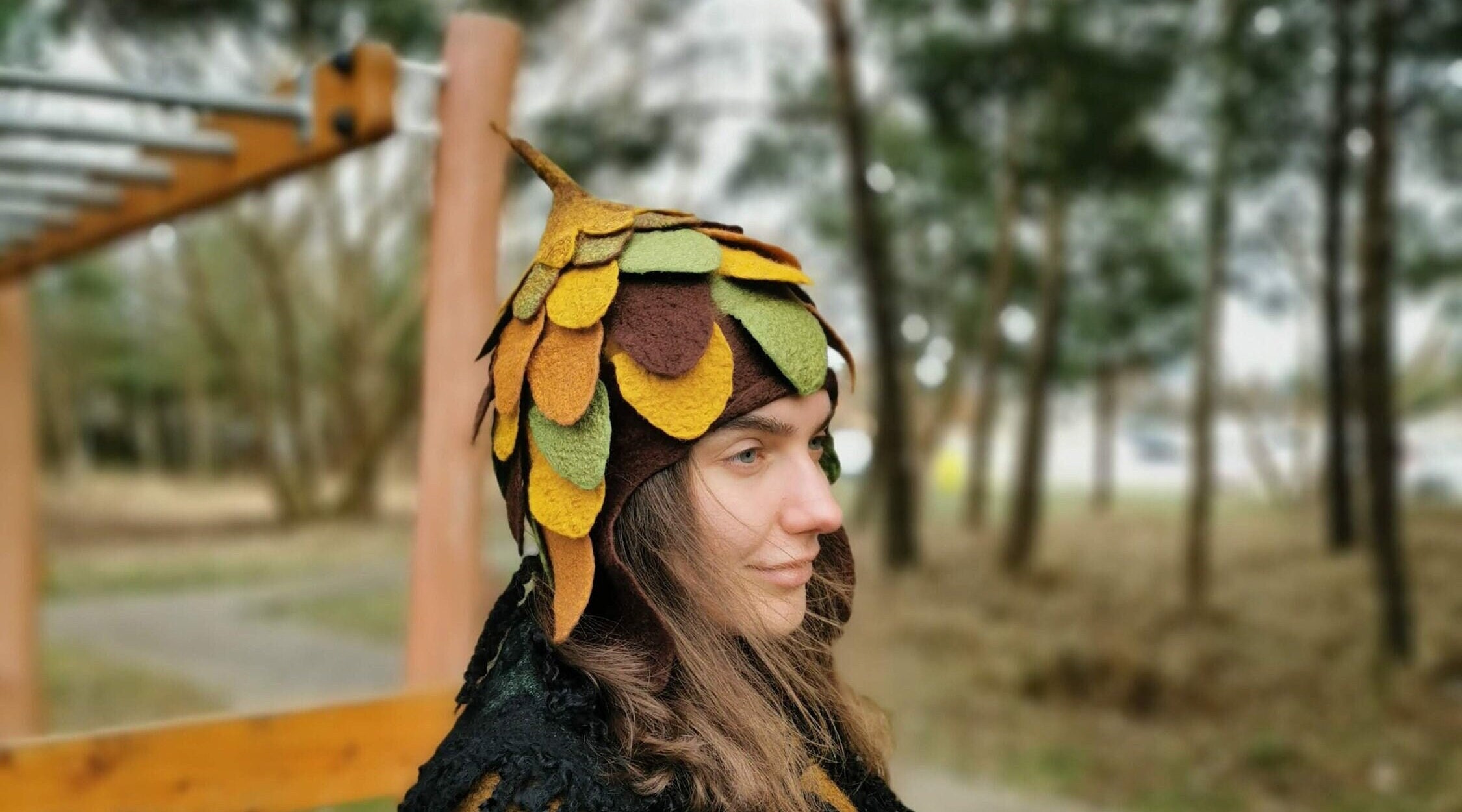 Tree Inspired Wet Felted Hat, Forest Fantasy Hat, Cosplay Beanie ...