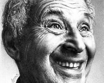 Custom portrait Marc Chagall Pencil drawing Grandparents' Day Gift for grandparents Commissioned portrait Black and white drawing.