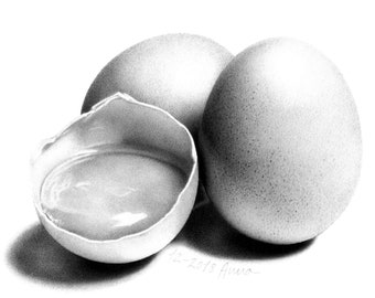 Egg Easter Eggs Pencil Drawing Black and White Portrait Drawing from Custom Photo Food Drawing Drawing Idea for Kitchen