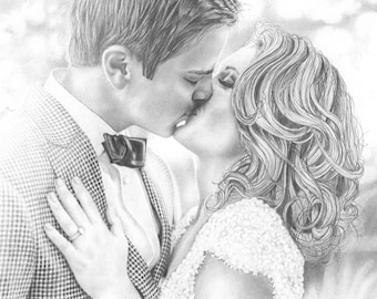 Personalized portrait Pencil drawing Gift for Wedding Anniversary Engagement Valentine's Day Painting Realistic drawing