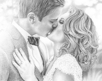 Personalized portrait Pencil drawing Gift for Wedding Anniversary Engagement Valentine's Day Painting Realistic drawing