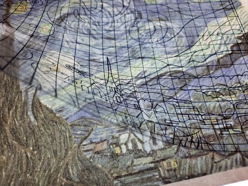 Starry Night Vincent van Gogh Landscape in pencil Pencil drawing Drawing from photo Black and white drawing Painting Moon Stars Cypress image 5