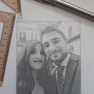 Portrait commandé Exemple NON DISPONIBLE à la VENTE Dessin privé Dessin au crayon personnalisé à partir d'une photo Cadeau de mariage image 2