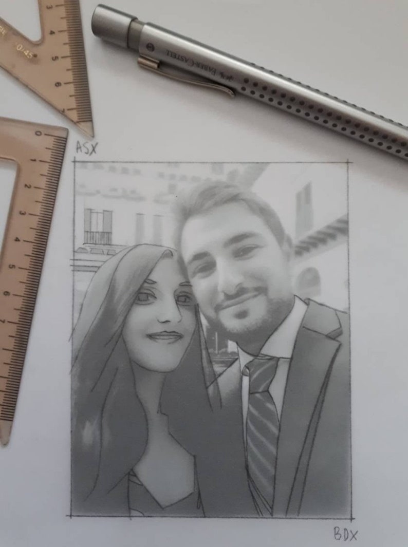 Commissioned portrait Example NOT AVAILABLE for SALE Private drawing Personalized pencil drawing from photo Wedding gift image 2