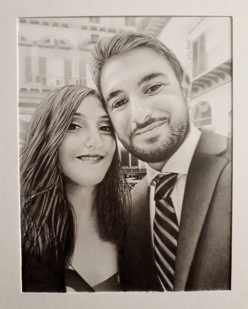 Commissioned portrait Example NOT AVAILABLE for SALE Private drawing Personalized pencil drawing from photo Wedding gift image 9